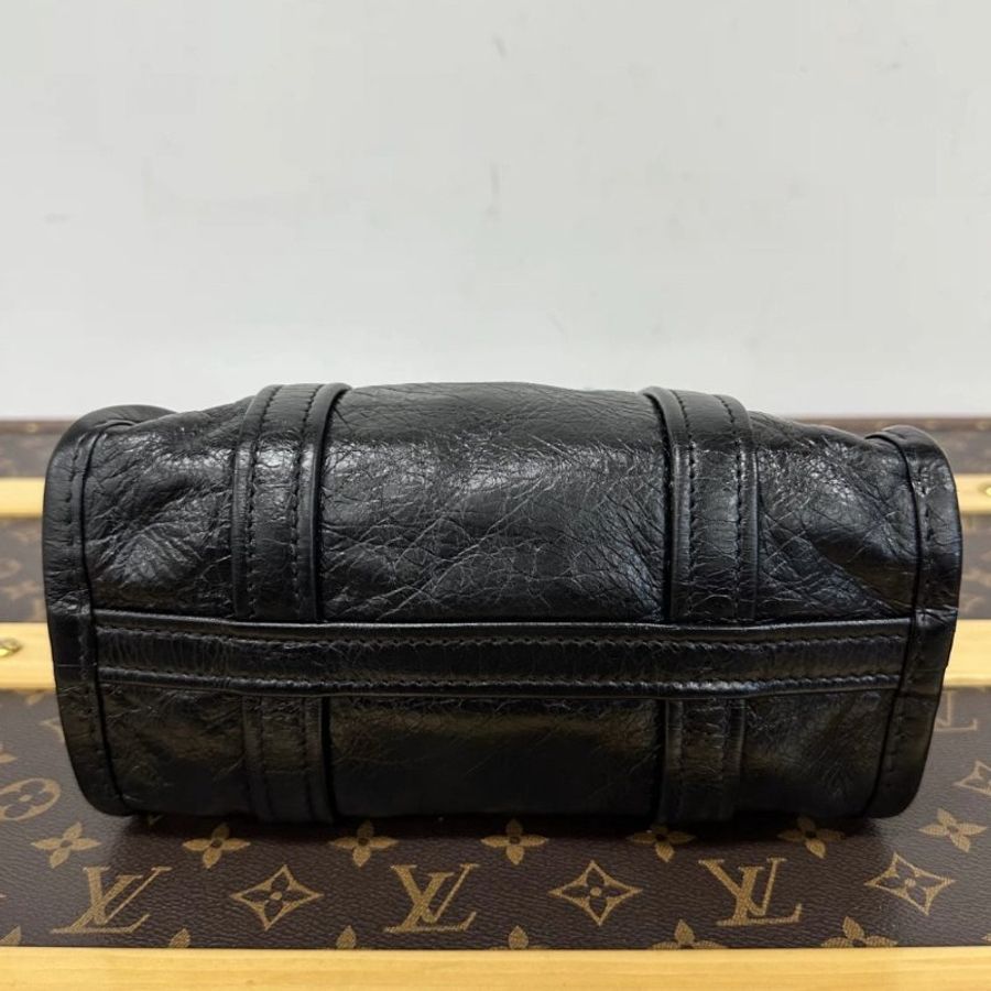 BALENCIAGA 黑色燙印羊皮手提肩背斜背包 22*23.5*10 98新配件塵袋-3