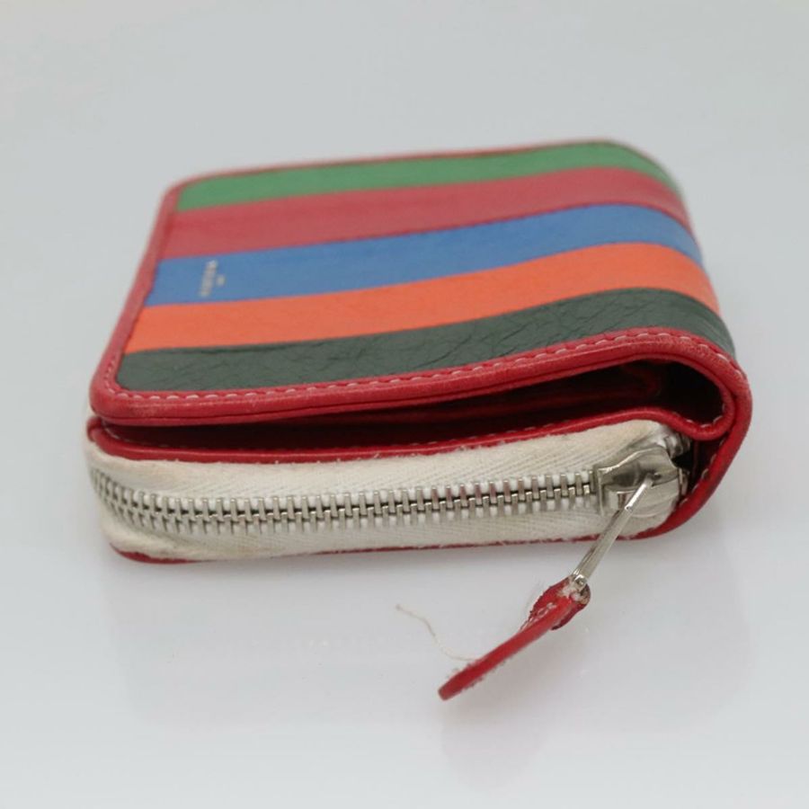 【日本直送】BALENCIAGA 皮革對折皮夾 紅色 銀色 正品 135817-2