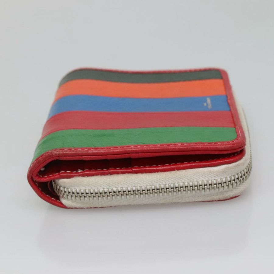 【日本直送】BALENCIAGA 皮革對折皮夾 紅色 銀色 正品 135817-3