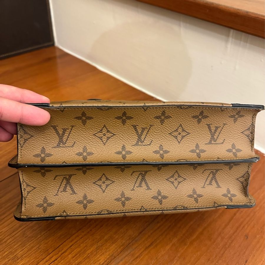 LV 淺花紋上黑皮革手提兩用包-18