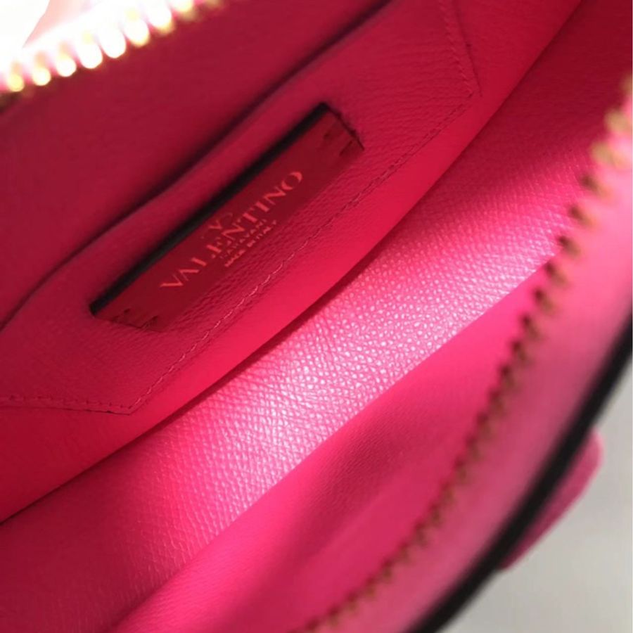 Valentino Garavani VLogo 小牛皮半月腋下包(桃紅)-9