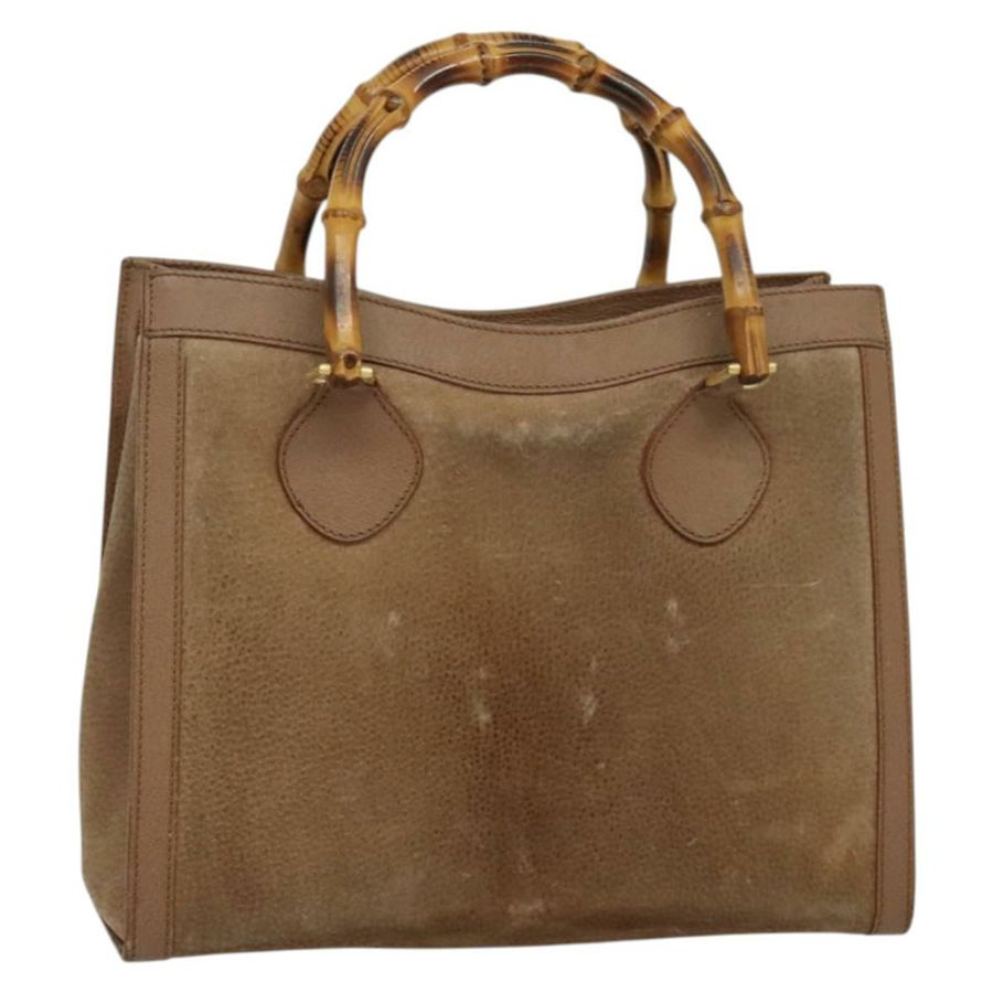 【日本直送】GUCCI 竹節手提包 麂皮 米色 金色 000 2853 0260 0 正品 ep10084-0