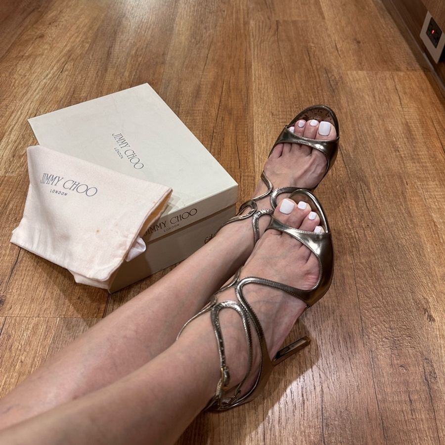 jimmy Choo 金色細跟高跟鞋-0
