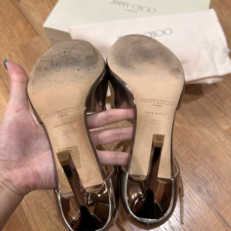 jimmy Choo 金色細跟高跟鞋-3