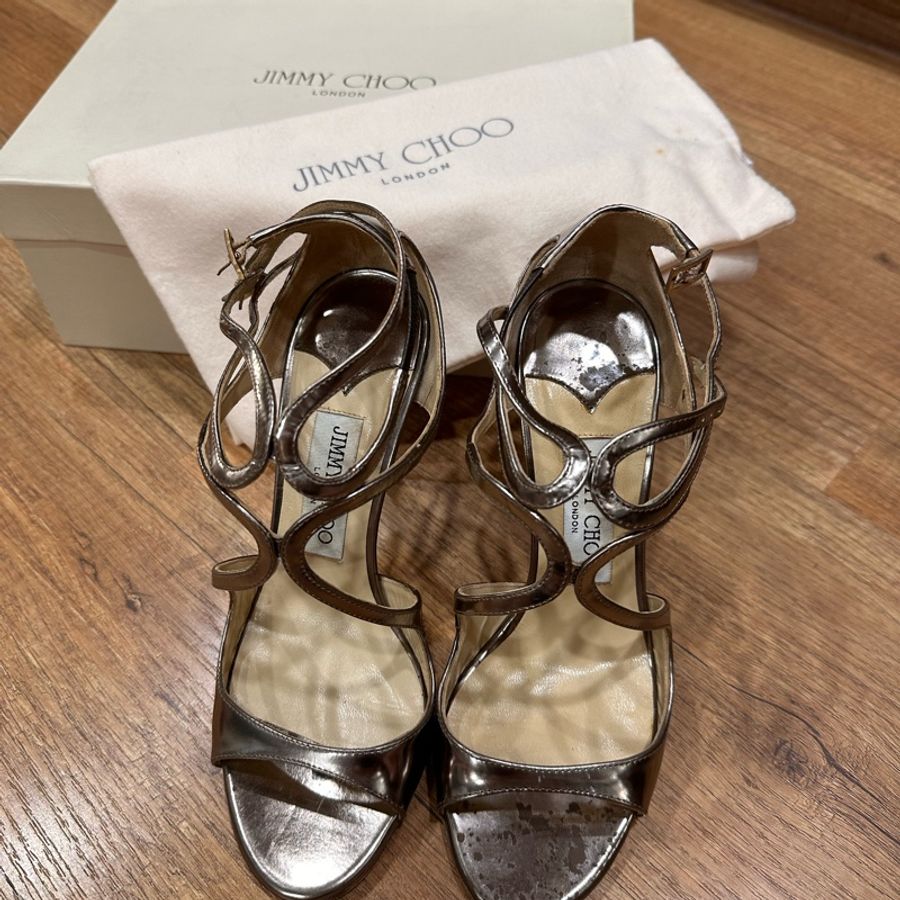 jimmy Choo 金色細跟高跟鞋-6