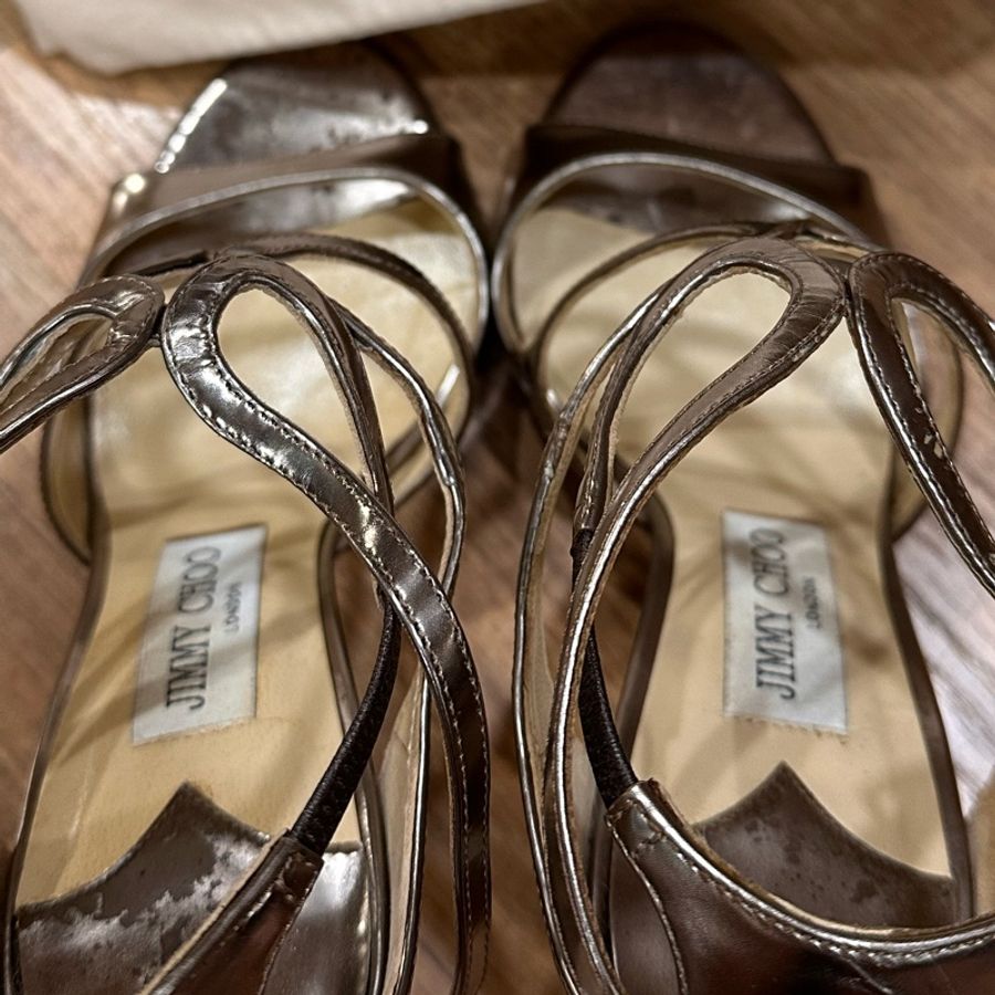 jimmy Choo 金色細跟高跟鞋-8