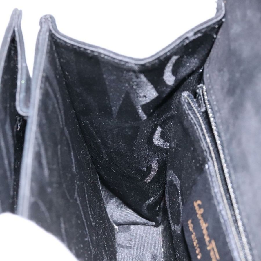 【日本直送】Salvatore Ferragamo 手提包 麂皮 黑色 金色 正品 sw1248-19