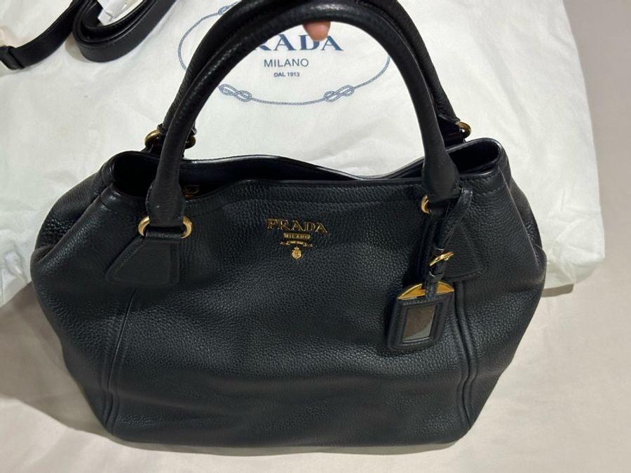 PRADA牛皮皮革Shoulder Bag手提/肩背兩用包(黑色)-4