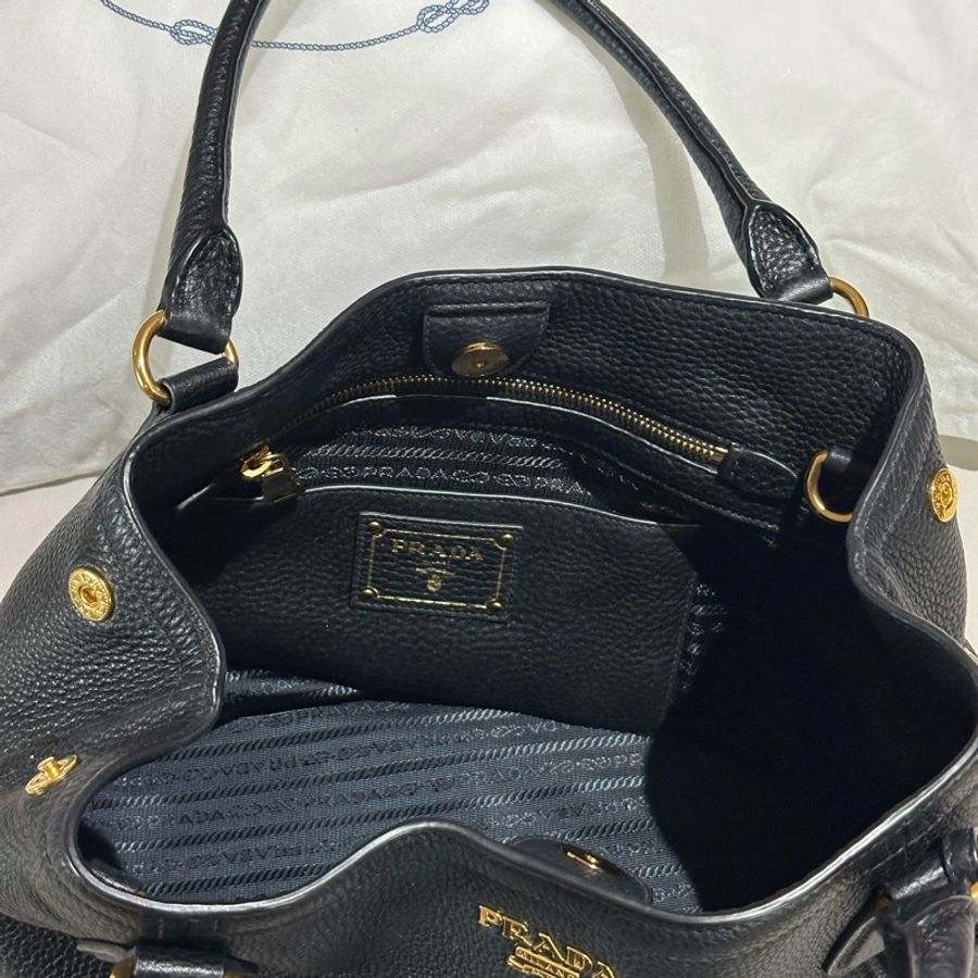 PRADA牛皮皮革Shoulder Bag手提/肩背兩用包(黑色)-5