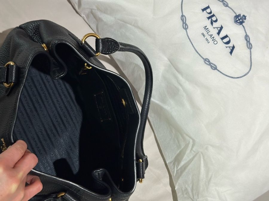 PRADA牛皮皮革Shoulder Bag手提/肩背兩用包(黑色)-6