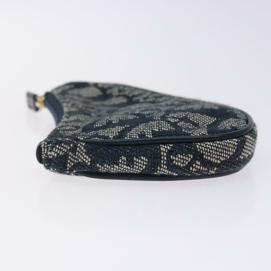 【日本直送】Christian Dior Trotter帆布馬鞍形零錢包 海軍藍 金色 正品 133288-3