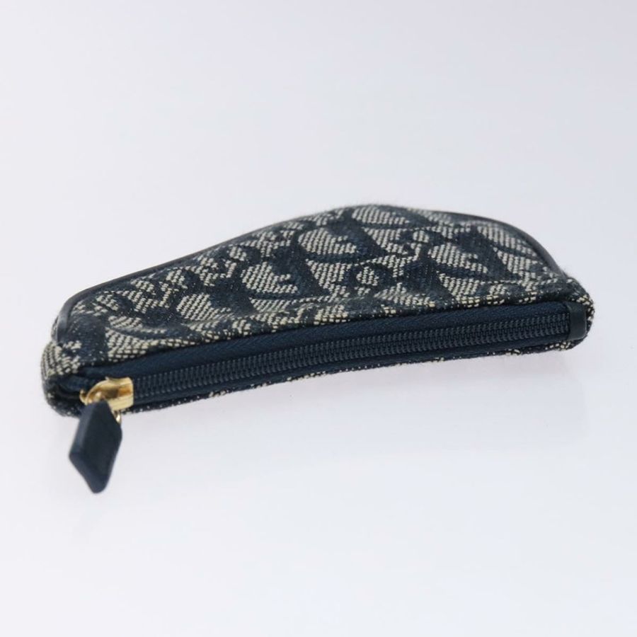 【日本直送】Christian Dior Trotter帆布馬鞍形零錢包 海軍藍 金色 正品 133288-4