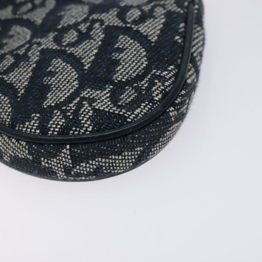 【日本直送】Christian Dior Trotter帆布馬鞍形零錢包 海軍藍 金色 正品 133288-6