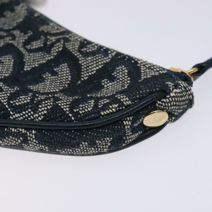 【日本直送】Christian Dior Trotter帆布馬鞍形零錢包 海軍藍 金色 正品 133288-14