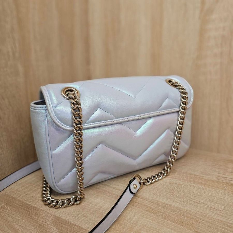 [珠光馬夢❣️]Gucci 珠光銀釦Marmont肩斜背包-2