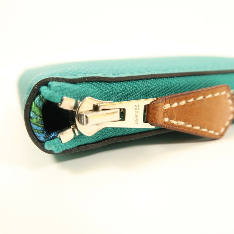 HERMES 【激減優惠】Epsom皮革Silk In Compact Wallet銀扣錢包Bleu Paon-7