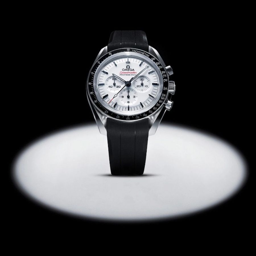 全新 Omega Speedmaster Moon watch Professional 42 mm, steel on rubber strap-0