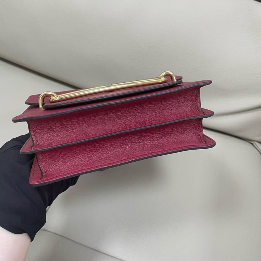 🌈Hermes❤️Mini Roulis 19❤️石榴紅金扣❤️98新🌟evercolor皮🌟-6
