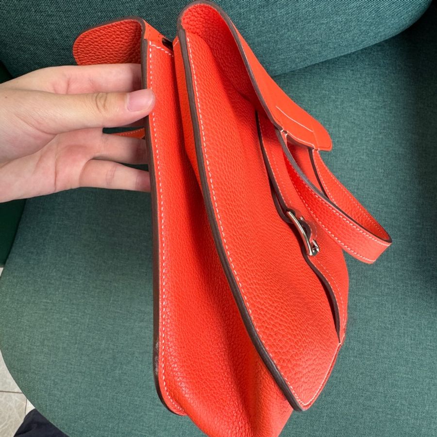 🌈Hermes🧡Halzan 31🧡8V罌粟橙銀扣🌈98新🌟Togo皮🌟-3