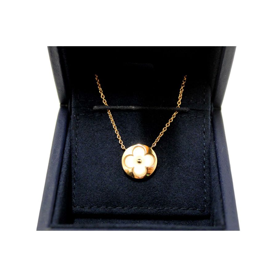 Louis Vuitton Pink Gold and White Mother-Of-Pearl Color Blossom Sun Pendant Necklace-0