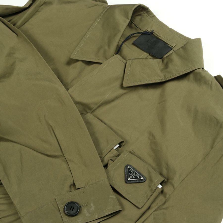 PRADA 三角圖案獵裝外套 SGC553 棉質卡其色 #50 二手男款-8