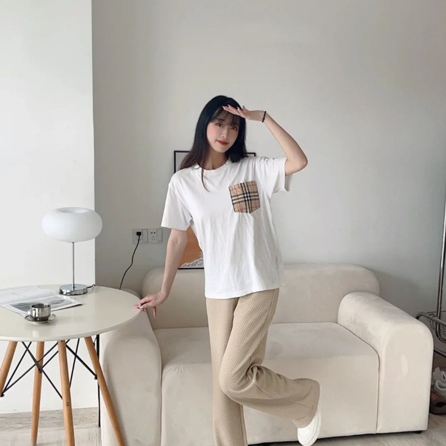 莉亞精品♡Burberry 經典格紋口袋短袖 尺碼M 二手美衣-3