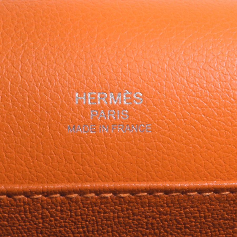HERMES 【激減優惠】EverColour皮革Roulis Mini銀扣肩背袋Feu-5