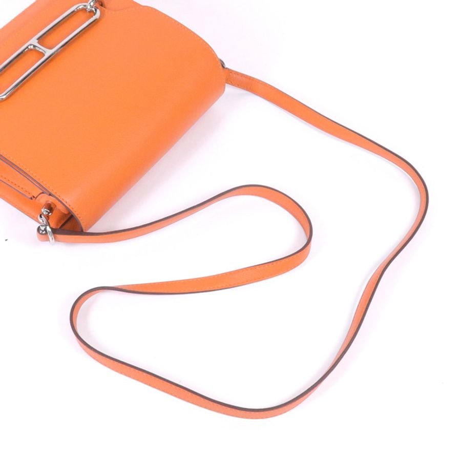 HERMES 【激減優惠】EverColour皮革Roulis Mini銀扣肩背袋Feu-8