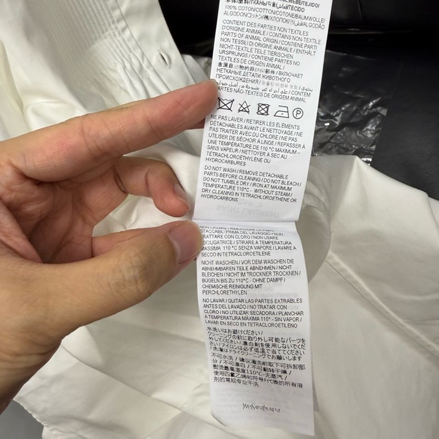 Saint Laurent YSL white dress shirt with ribbon 39 襯衫-5