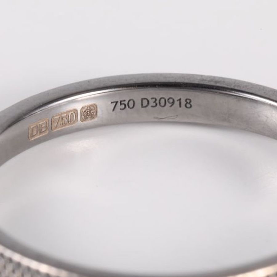 DE BEERS（戴比爾斯）18K白金 鑽石 窄版 單鑽戒指 51-5