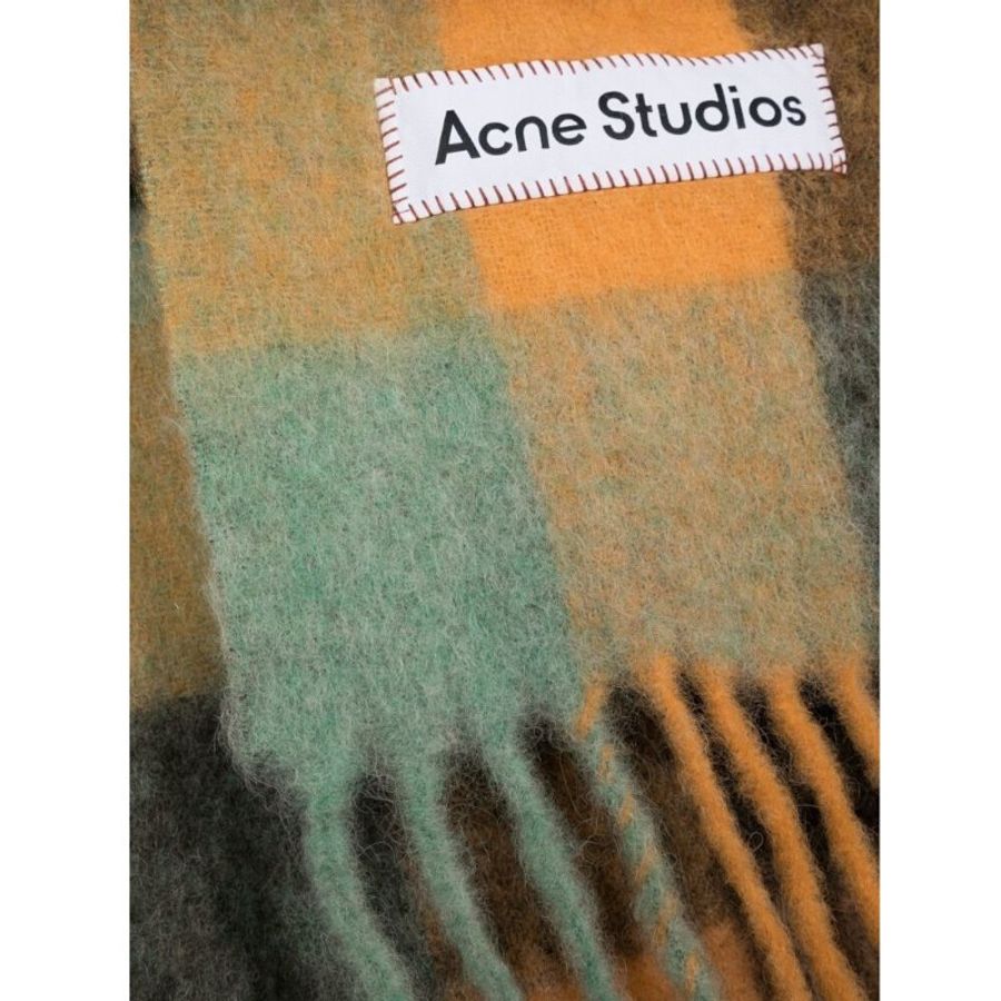 【Acne Studios】Mohair Checked 馬海毛格紋 圍巾 栗子棕/黃/綠色 CA0084.BO8-2