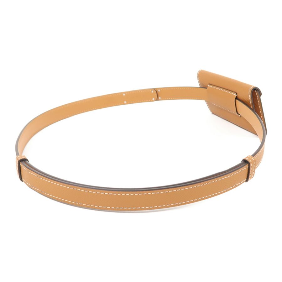 HERMES Epsom皮革Kelly Pocket 18銀扣皮帶Gold-3
