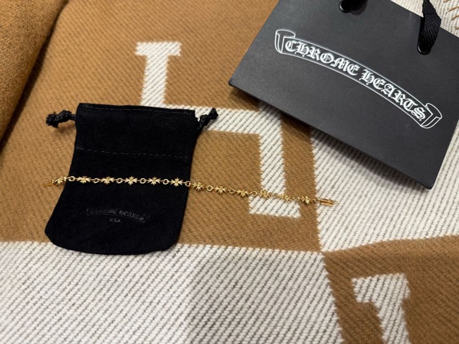 全新chrome hearts tiny e 22k手鏈 無鑽 素金 克羅心-1
