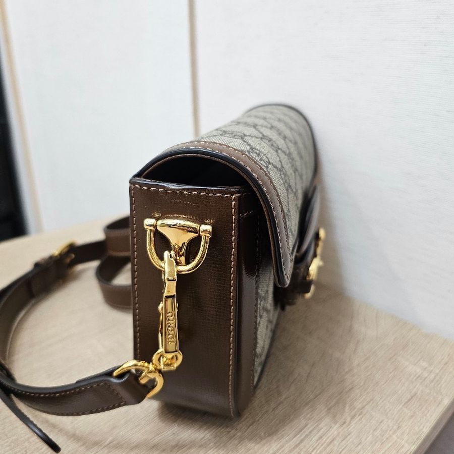 Gucci 咖啡牛皮1955馬銜釦Mini斜背包-2