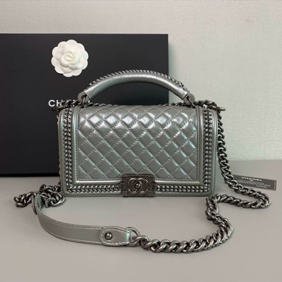 #全台唯一 #閒置帶膜🉑送禮 香奈兒Leboy25限量款編織鏈條菠蘿扣 超稀有絕版收藏🔥-11