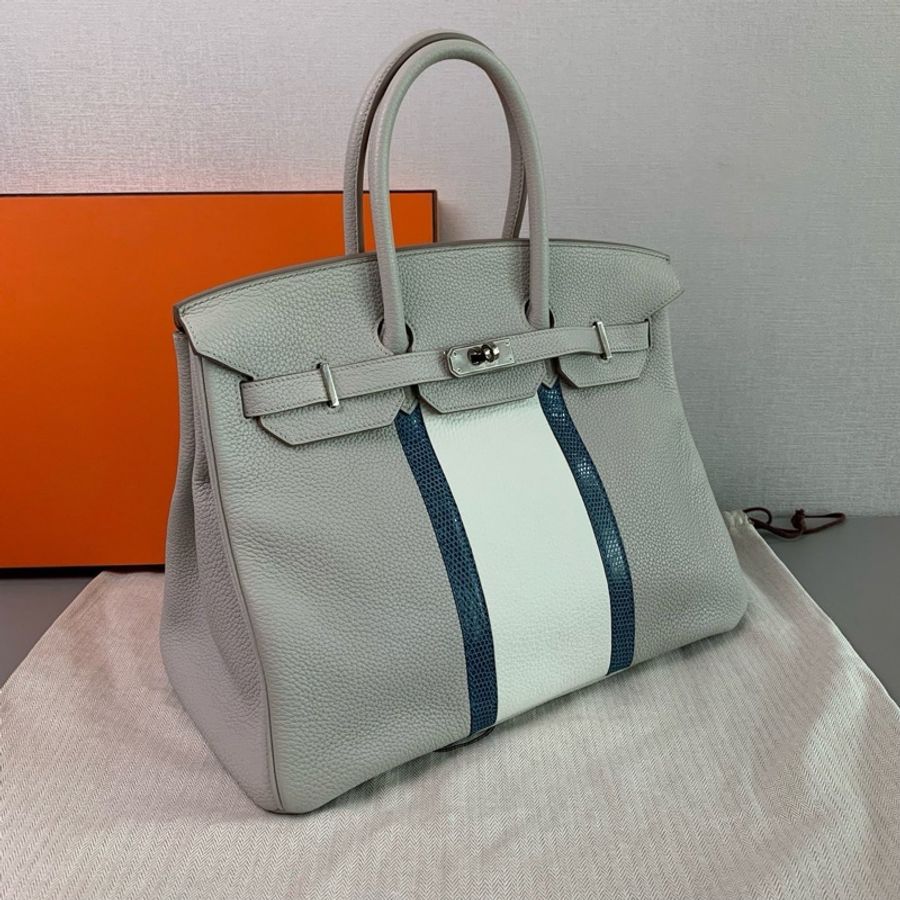 Hermes birkin35  club珍珠灰 限量拼皮-2