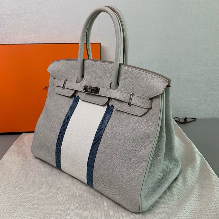 Hermes birkin35  club珍珠灰 限量拼皮-3