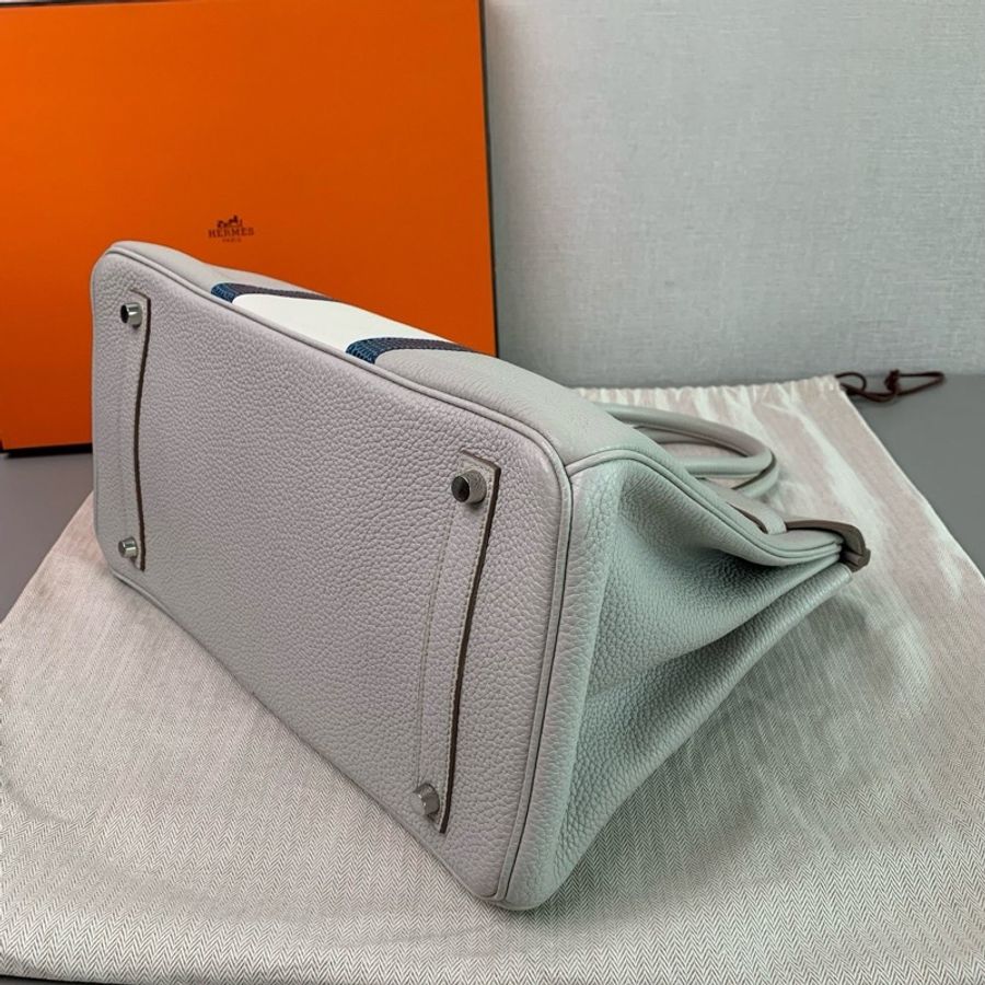 Hermes birkin35  club珍珠灰 限量拼皮-6