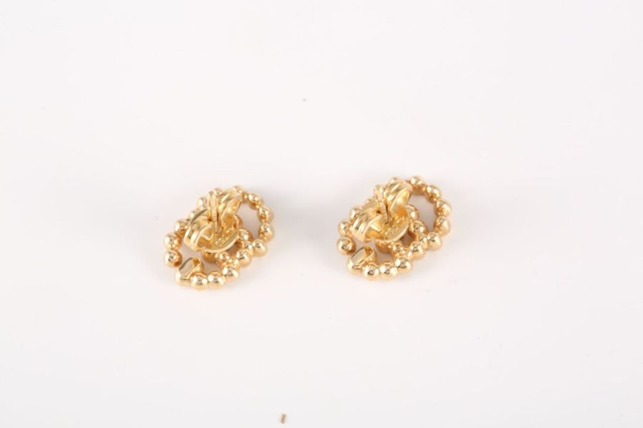 GUCCI(古馳) 18K黃金 鑽石 黃金 雙G耳釘 18K-1