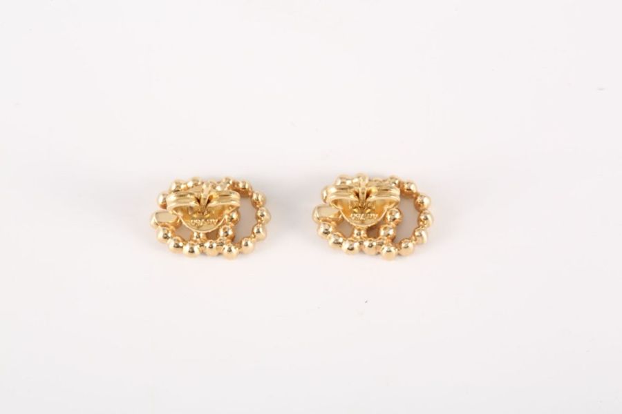 GUCCI(古馳) 18K黃金 鑽石 黃金 雙G耳釘 18K-4