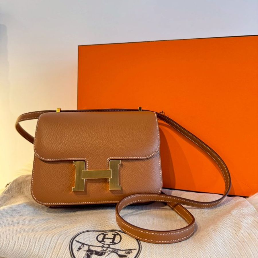 HERMES Mini 康康19 金棕金釦-0