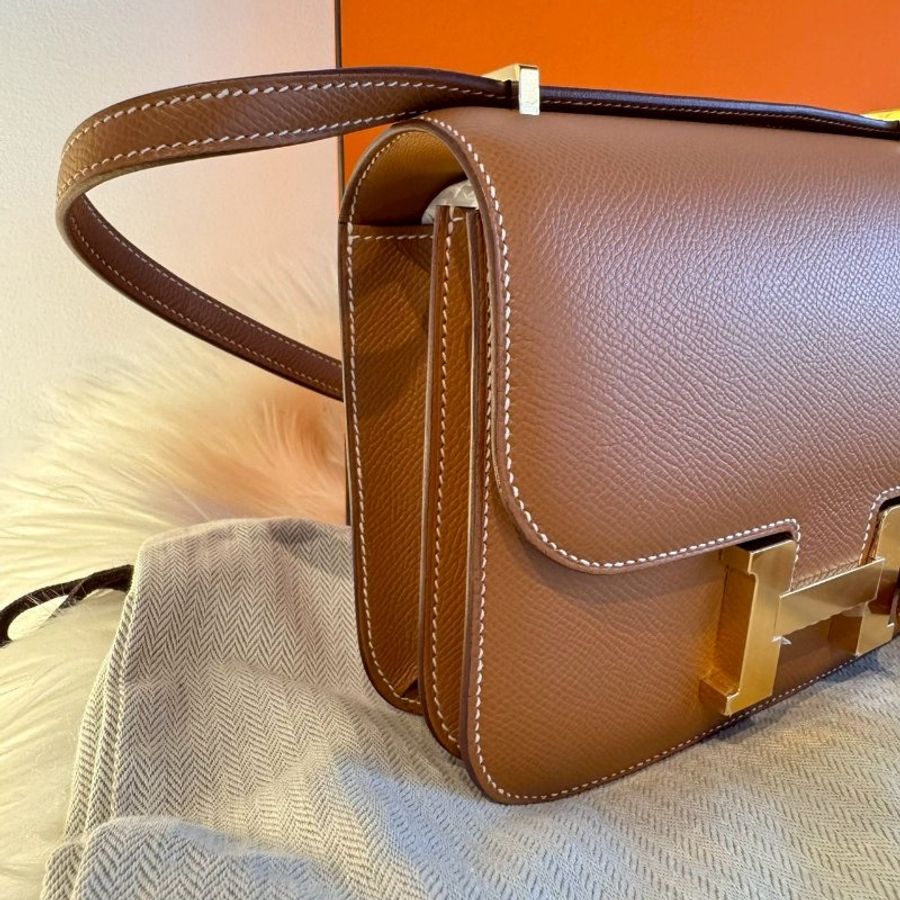 HERMES Mini 康康19 金棕金釦-1