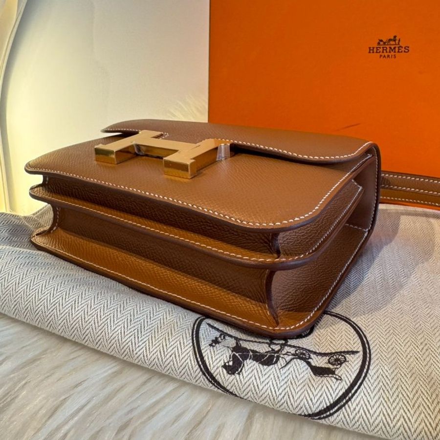 HERMES Mini 康康19 金棕金釦-2