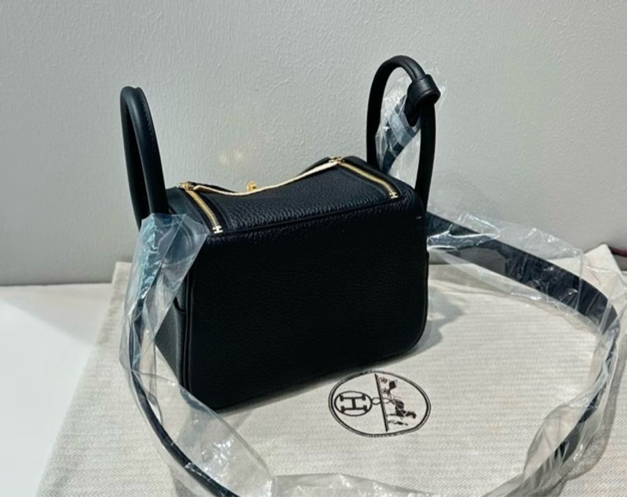 HERMES mini Lindy 2代黑金 全新全配 剛出專櫃-2