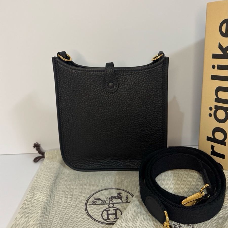 HERMES mini Lindy 2代黑金 全新全配 剛出專櫃K刻-15