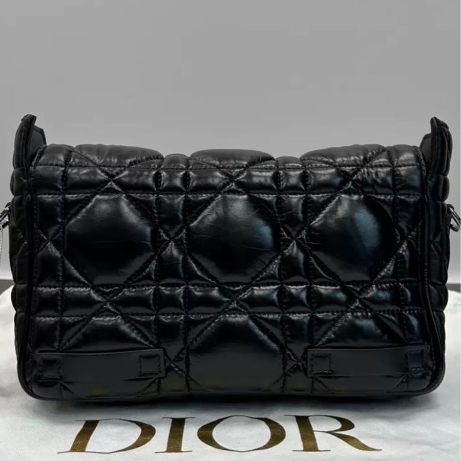 DIOR/迪奧黑銀Camp藤格紋單肩斜挎郵差包  23*15*8 明星同款-4