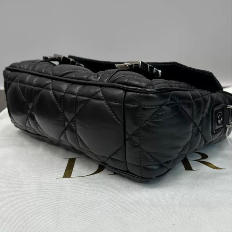 DIOR/迪奧黑銀Camp藤格紋單肩斜挎郵差包  23*15*8 明星同款-6