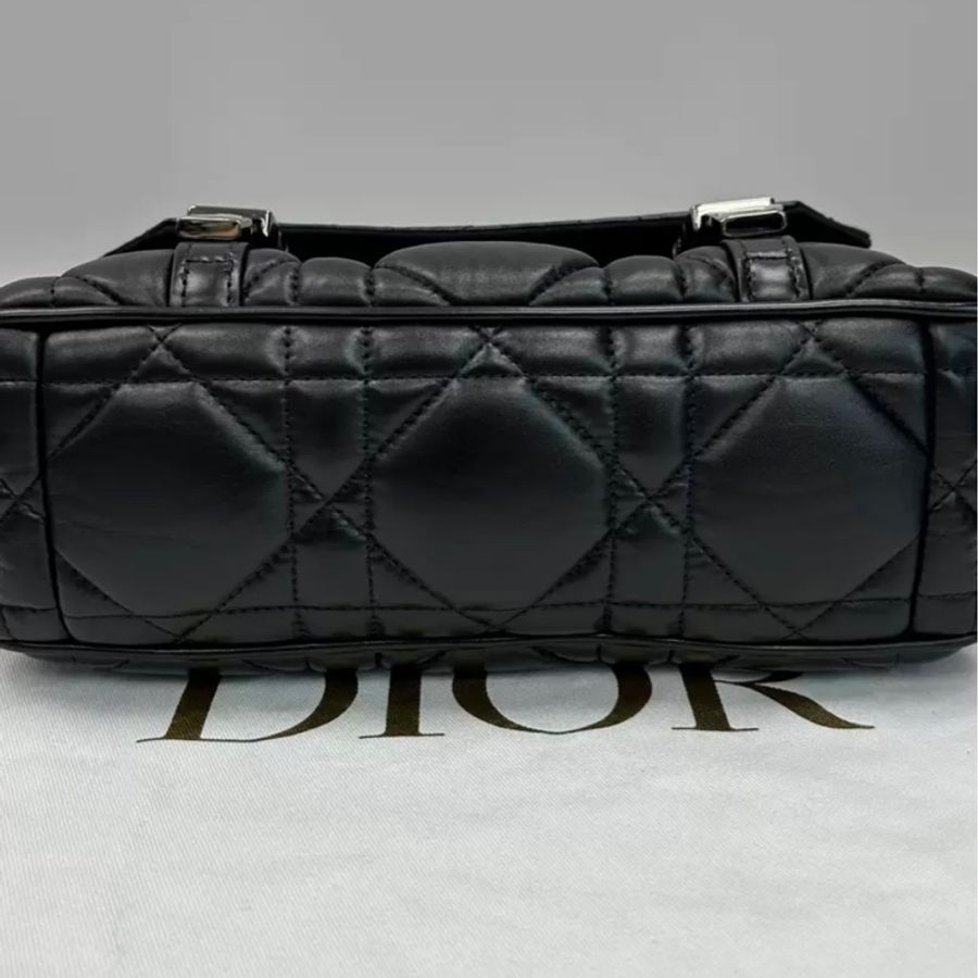 DIOR/迪奧黑銀Camp藤格紋單肩斜挎郵差包  23*15*8 明星同款-8