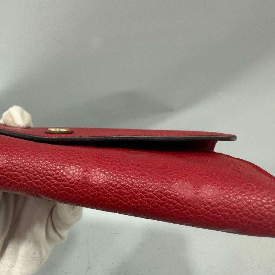 LV m61181 紅色牛皮壓紋金釦信封長夾 sarah-15