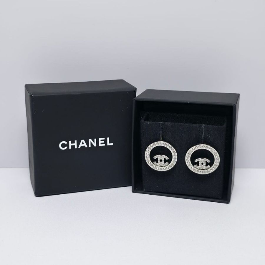 Chanel CC 耳環銀色-0